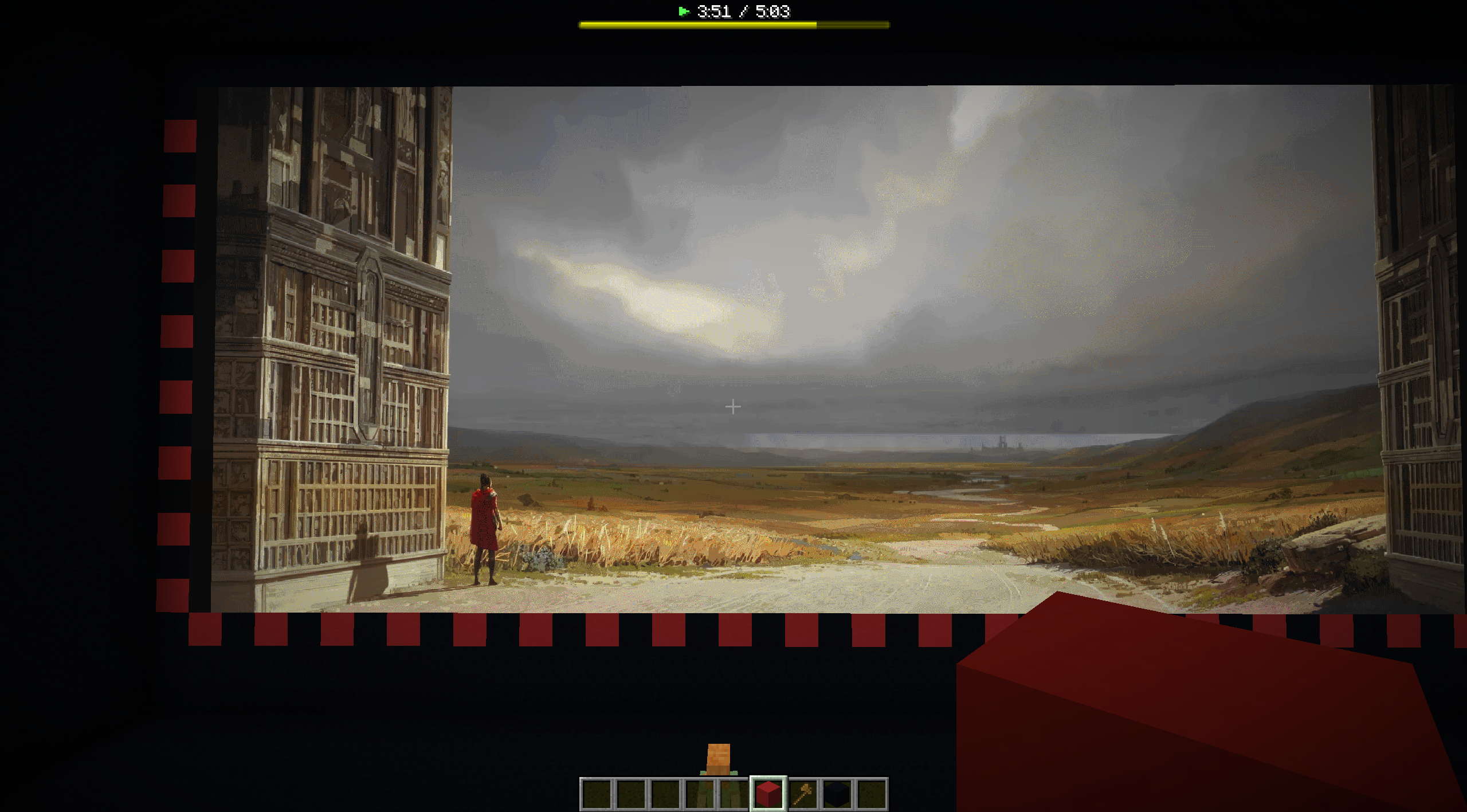 Minecraft video screen with playback bar at the top