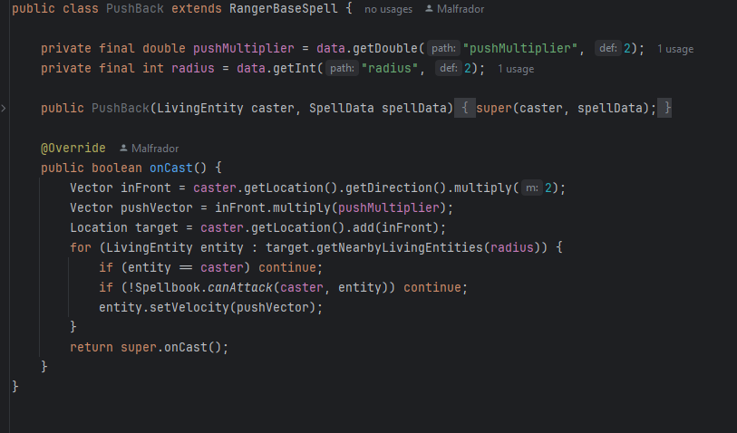 Java code for a Spellbook skill