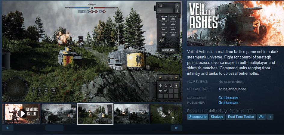Veil of Ashes Steam page setup screenshot